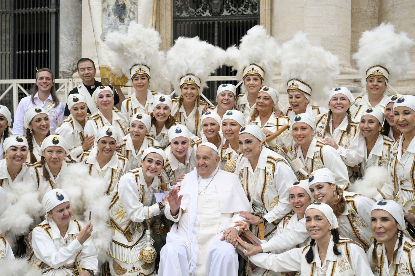 Papež Frančišek ob obisku baletnega ansambla La Reina De Los Angeles, 2023 (Foto: PROFIMEDIA)