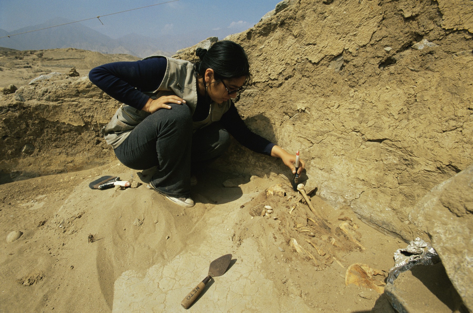 Human skeleton at Caral, Peru
