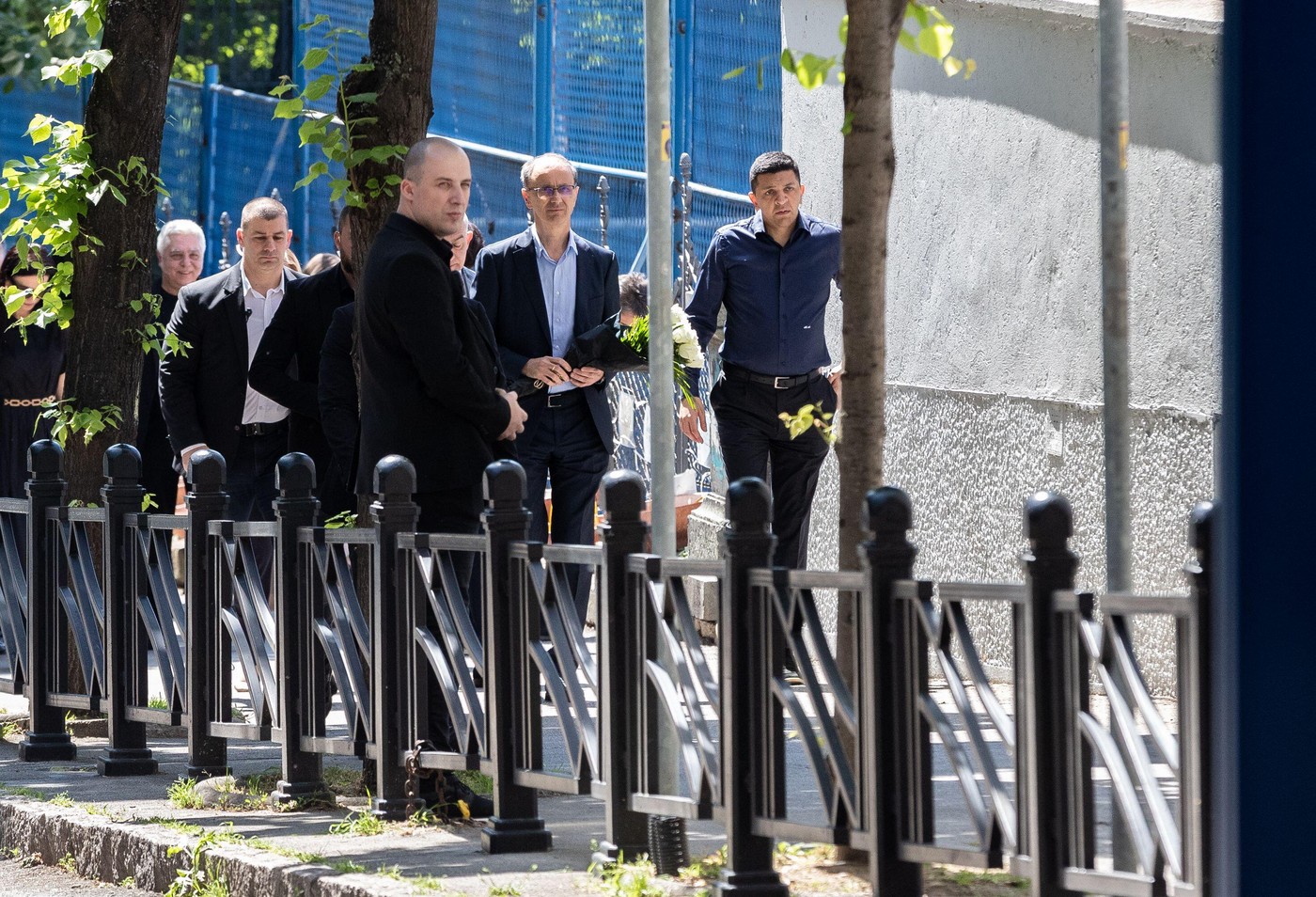 Belgrade, Serbia. 3rd May, 2025. Djuro Macut, Prime Minister of Serbia lays a wreath in front of the Vladislav Ribnikar Elementary School on the second anniversary of a shooting that left 10 dead at the school, at Vracar on May 03, 2025. Credit: Dimitrije