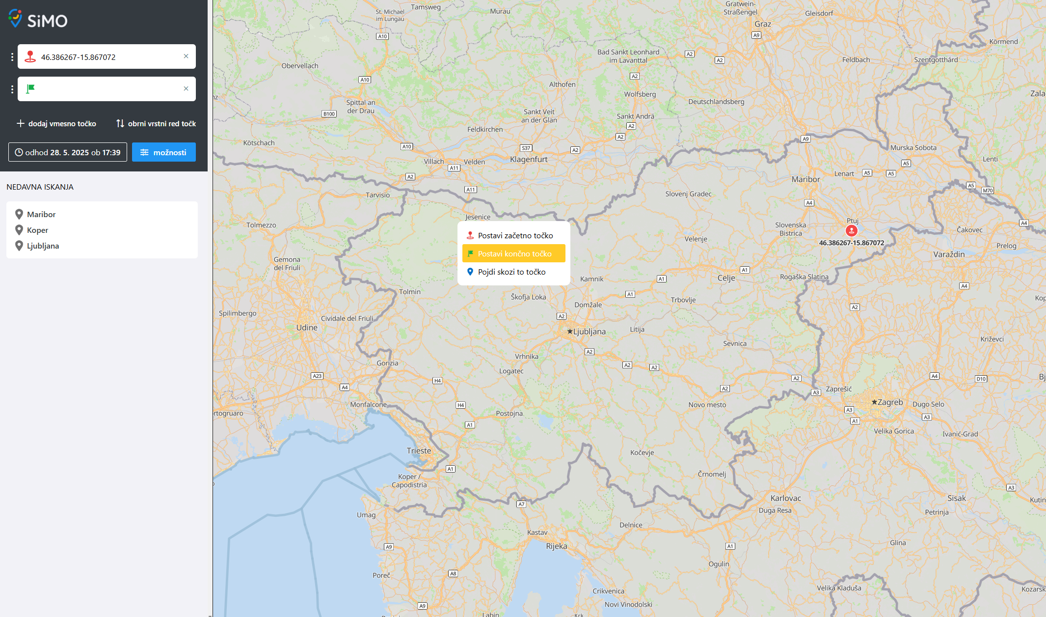 Pot z aplikacijo Simo