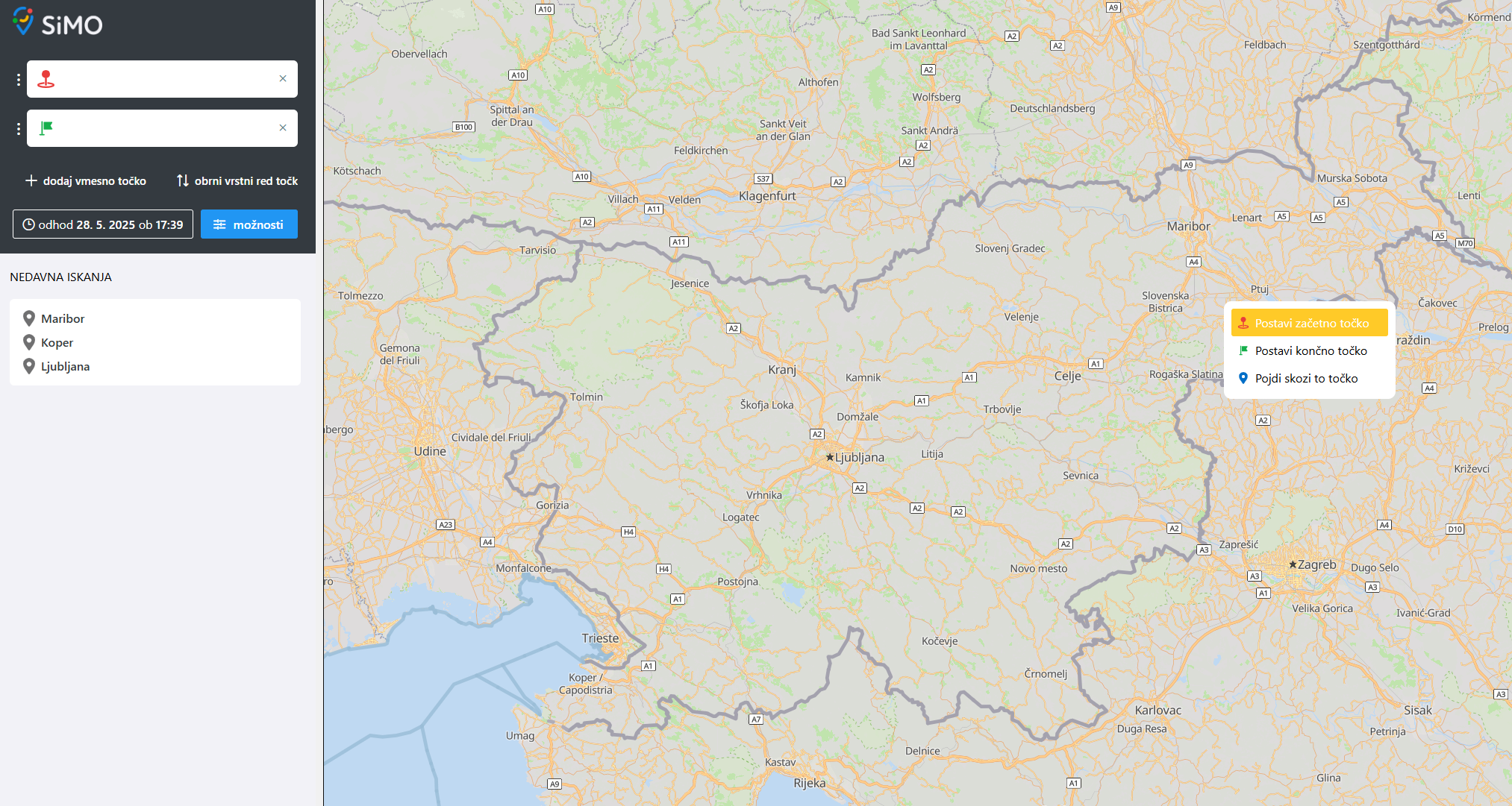 Pot z aplikacijo Simo