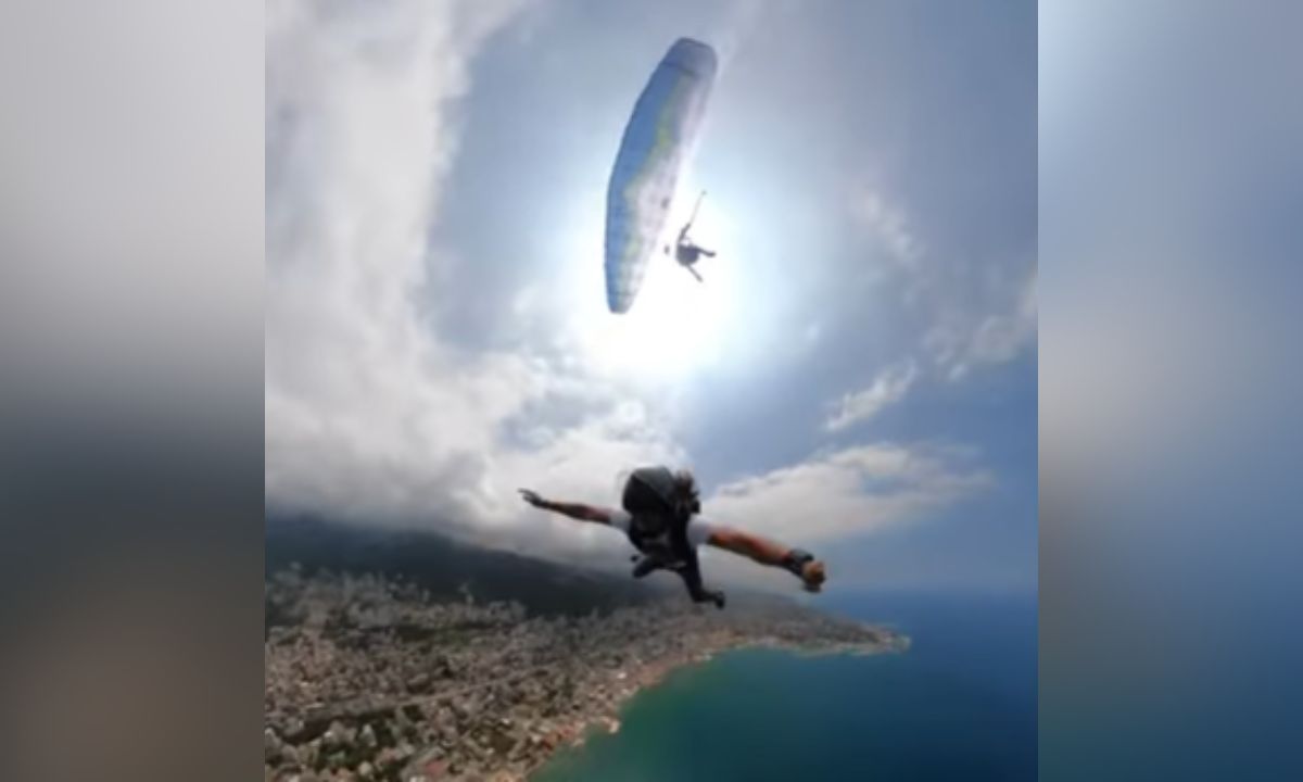 Mikel Khalil je skočil brez jadralnega padala