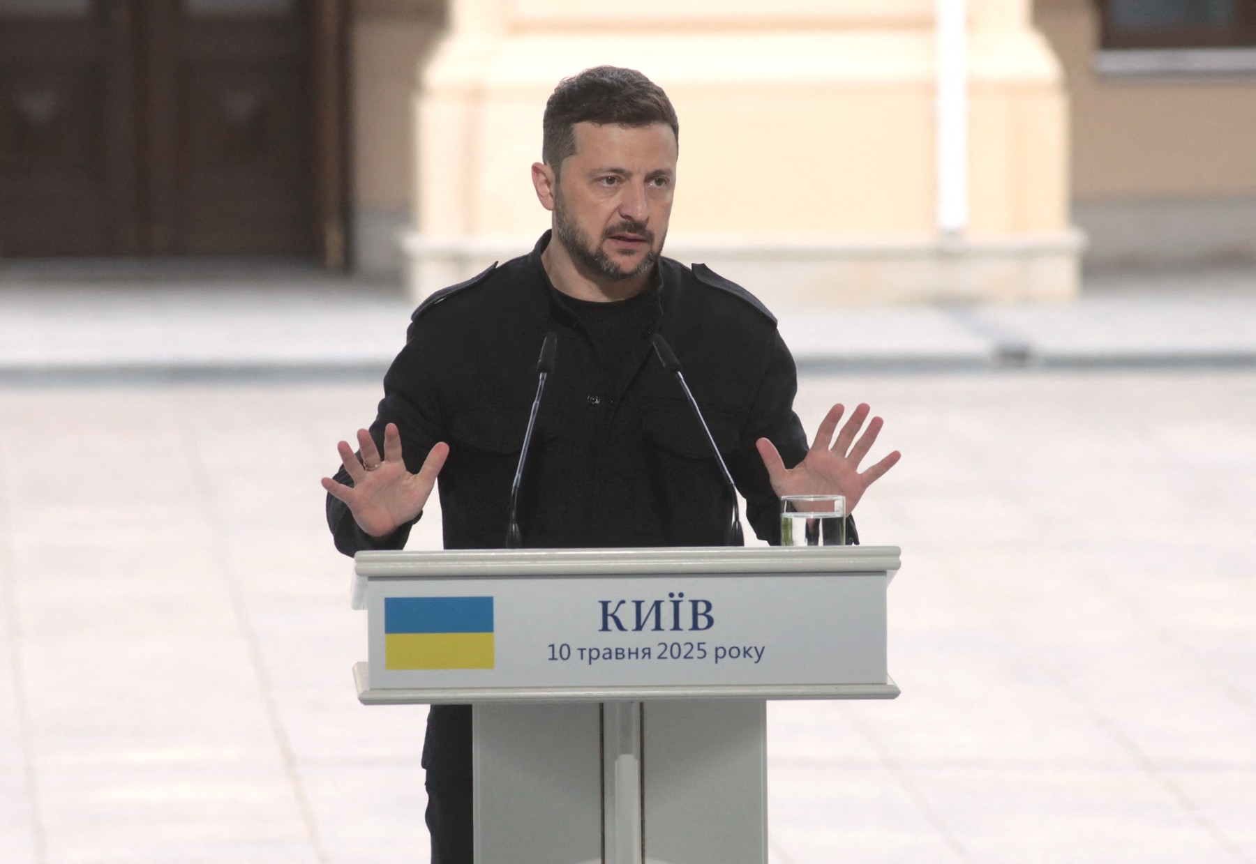 Volodimir Zelenski na tiskovni konferenci v Kijevu