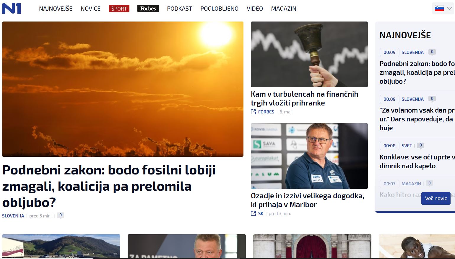 Naslovna stran N1 po prenovi