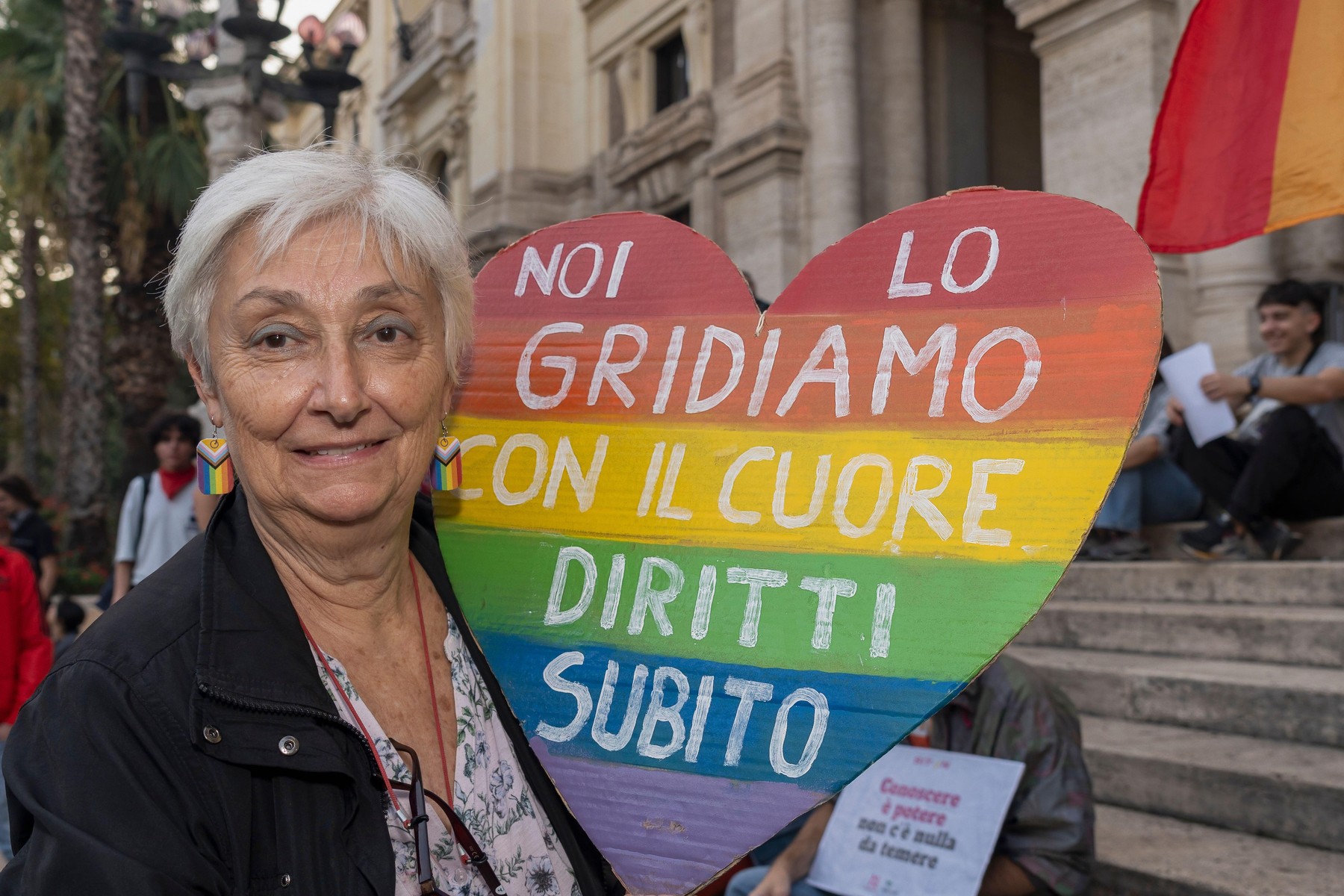Demonstrantka na LGBTQ rimskem shodu septembra lani.