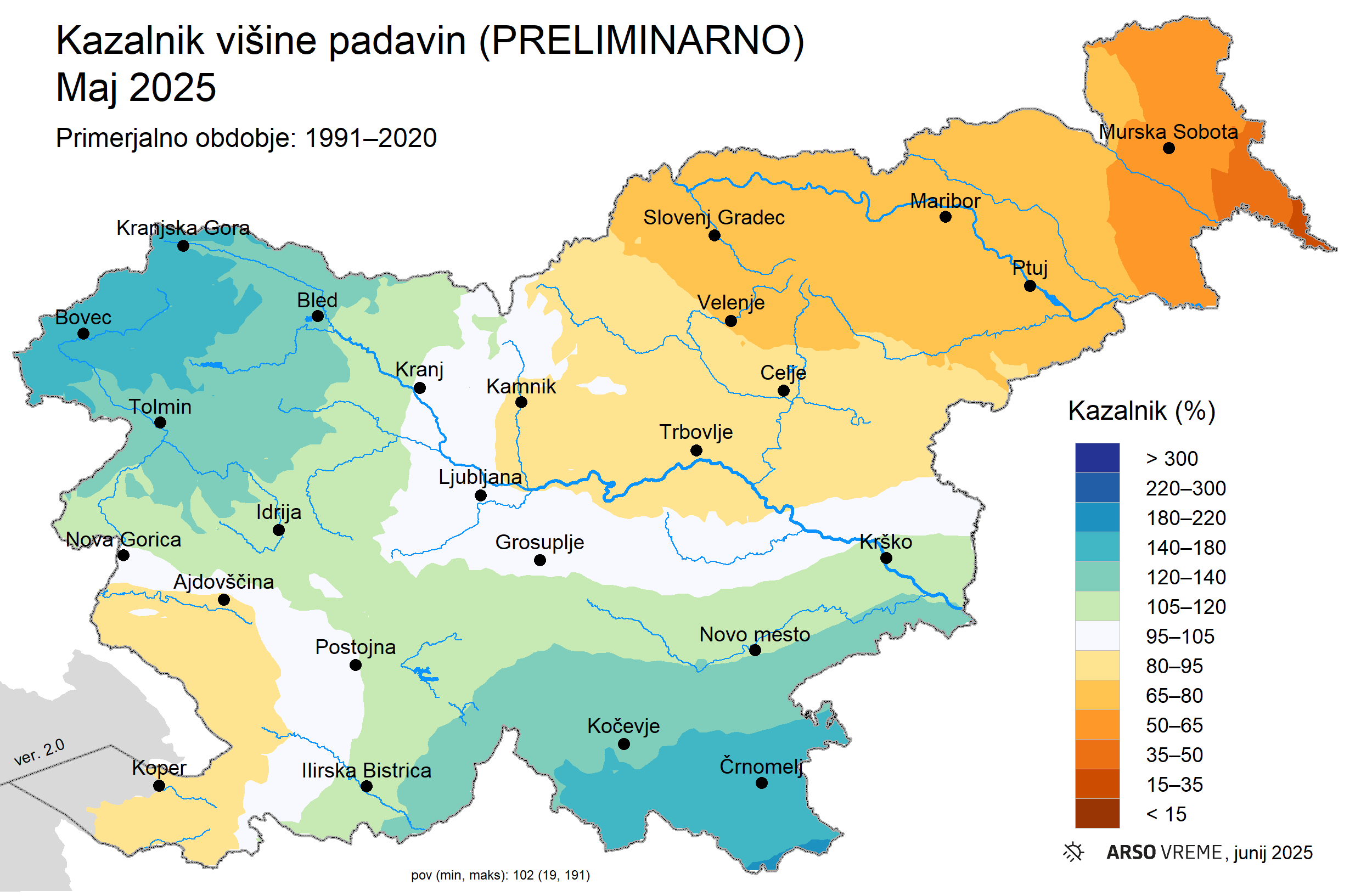Vremensko povprečje letošnji maj