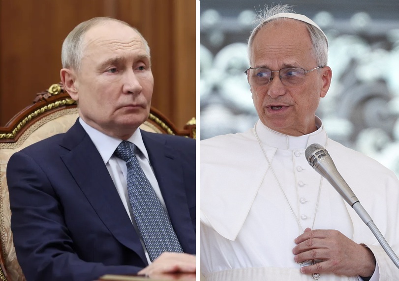 Ruski predsednik Vladimir Putin in Papež Leon XIV.