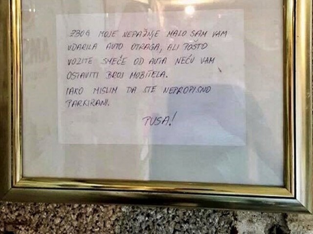 Uokvirjeno sporočilo z avta