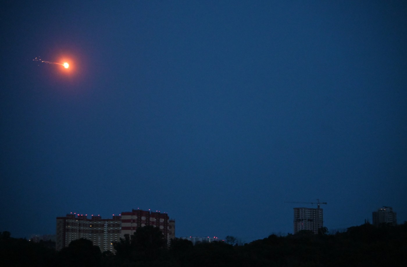 Razstrelitev ruskega drona v Kijevu.