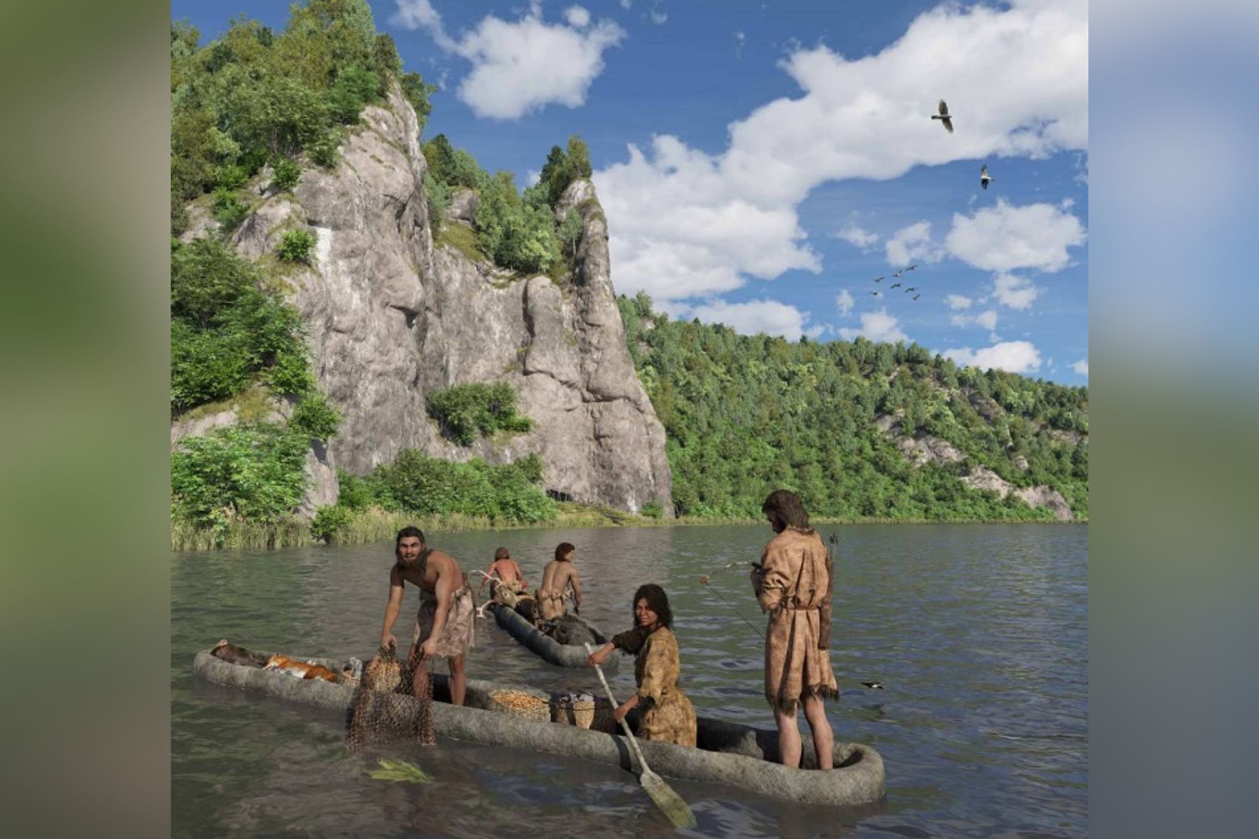 Rekonstrukcija prizora skupnosti ljudi iz mezolitika