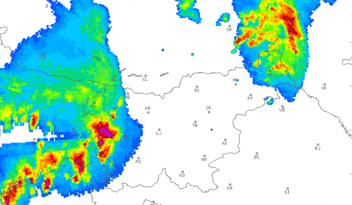 Radarska slika padavin