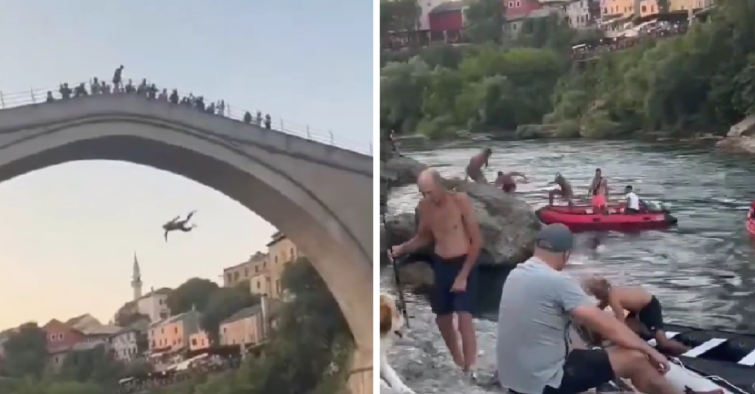 Skok s Starega mostu v reko Neretvo