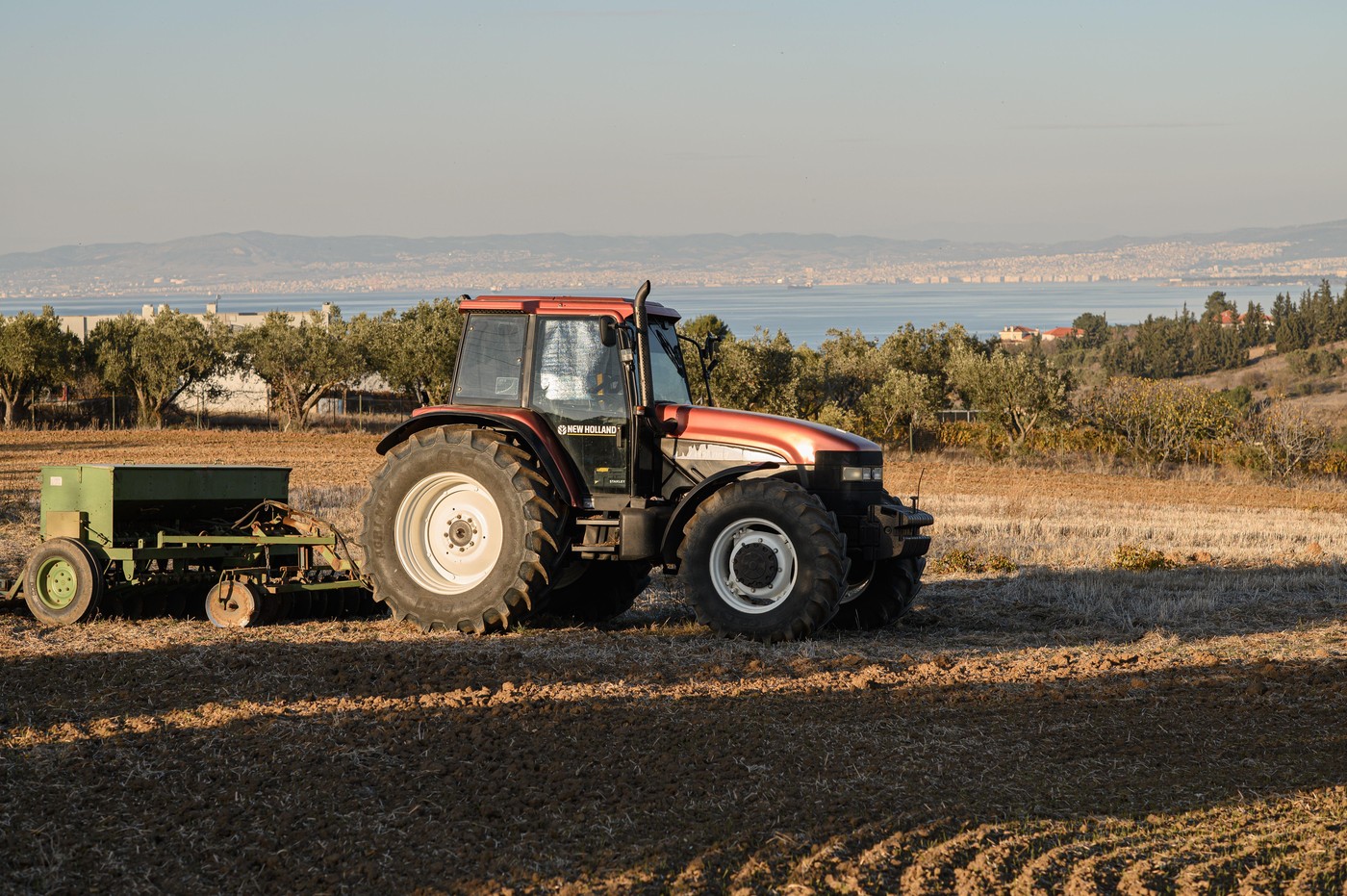 Kmet vozi traktor v Grčiji