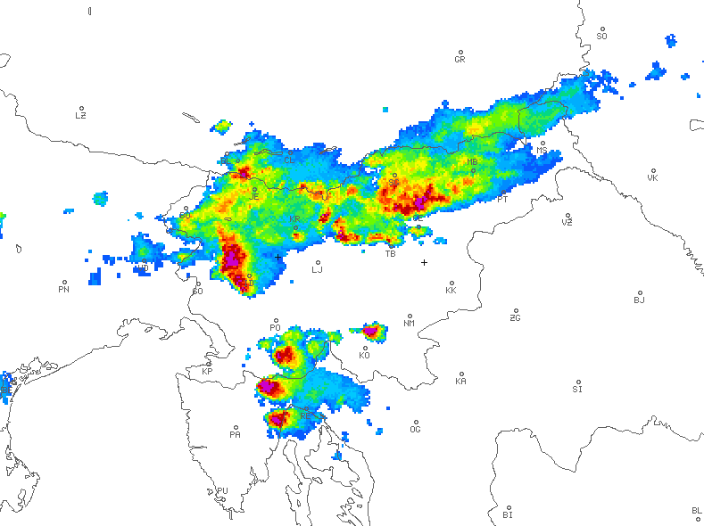 Radarska slika padavin