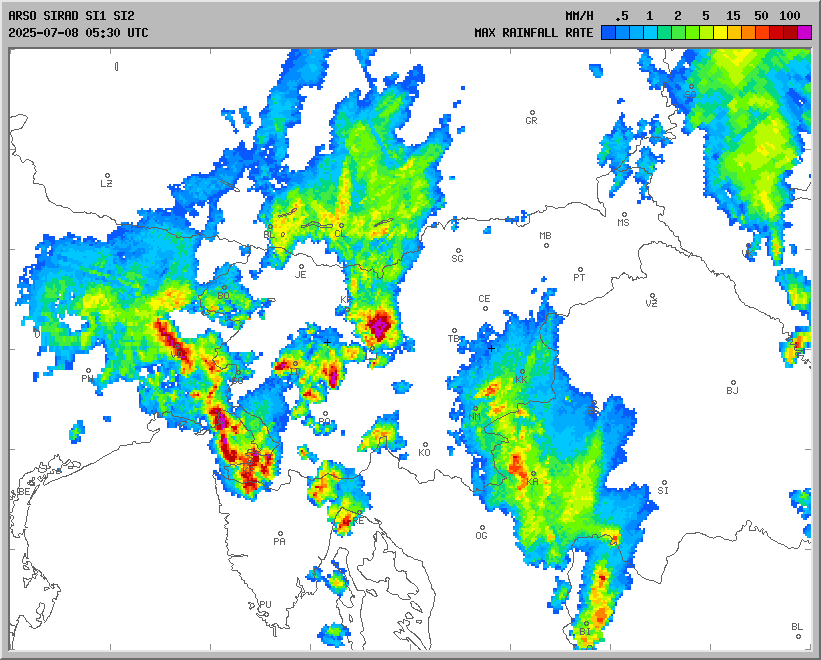 Radarska slika padavin
