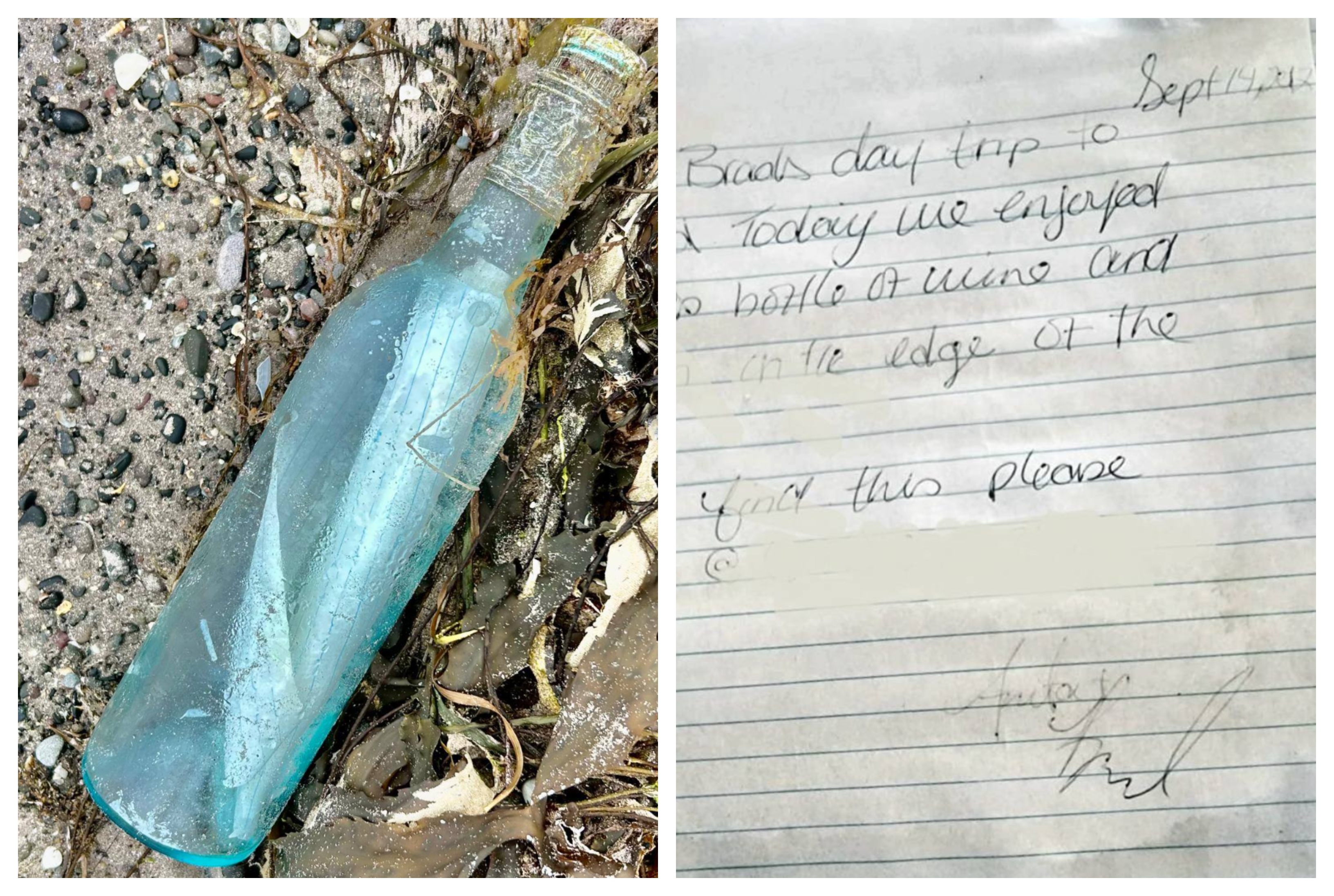 Pismo v steklenici Zajem zaslona FACEBOOK