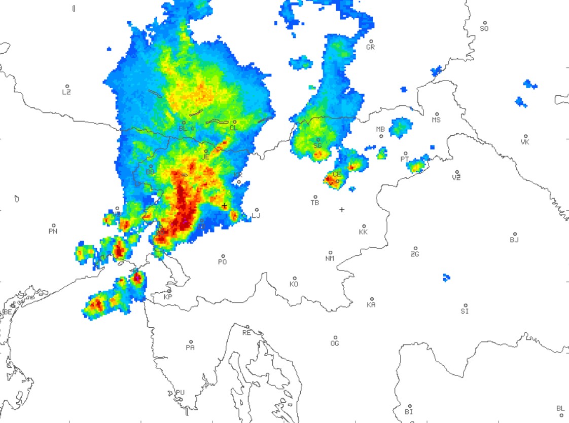 Radarska slika padavin