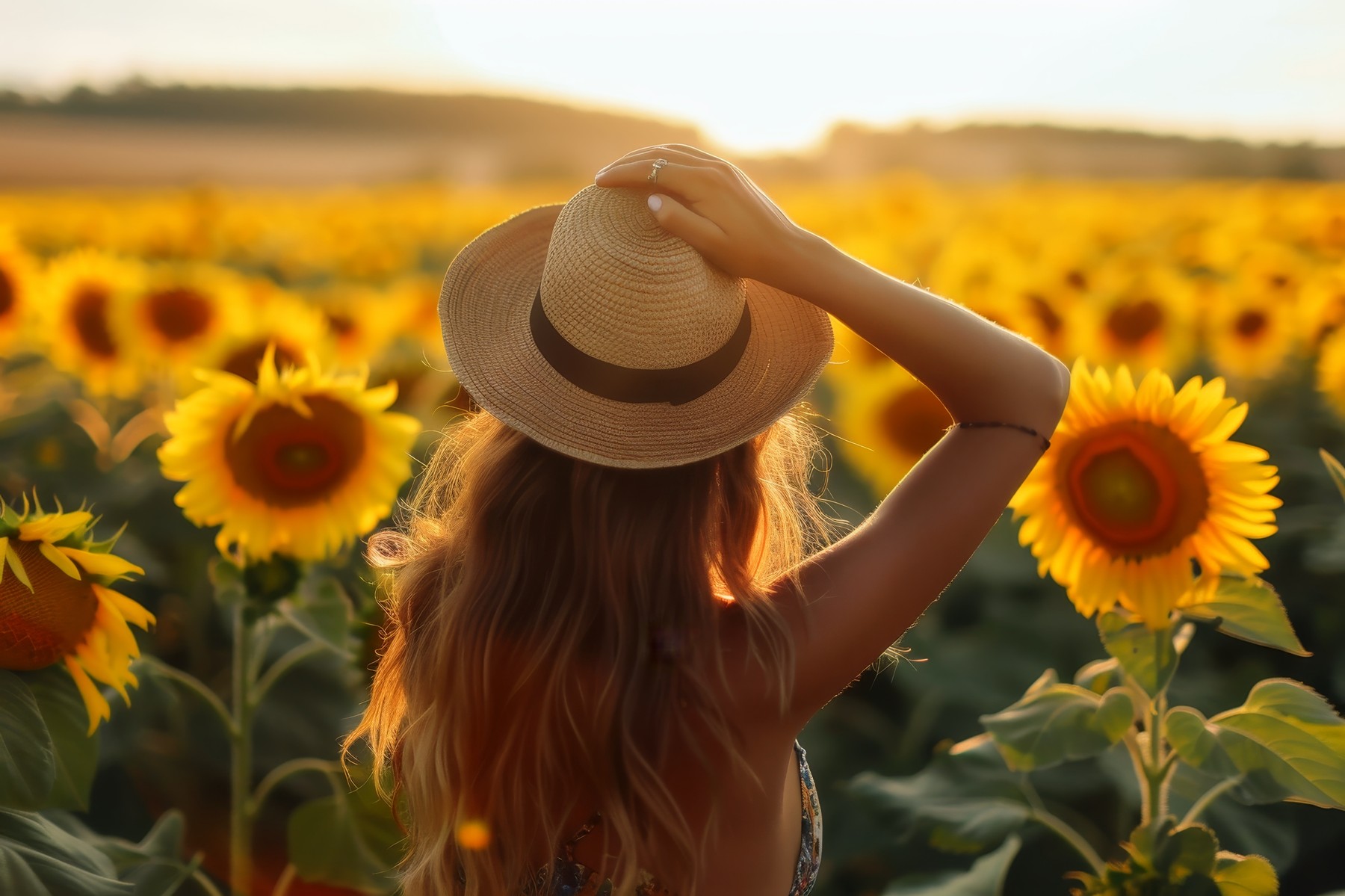 ženska med sončnicami