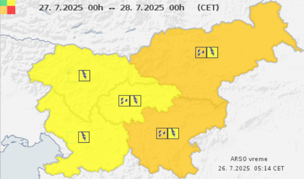 Oranžno opozorilo Arsa