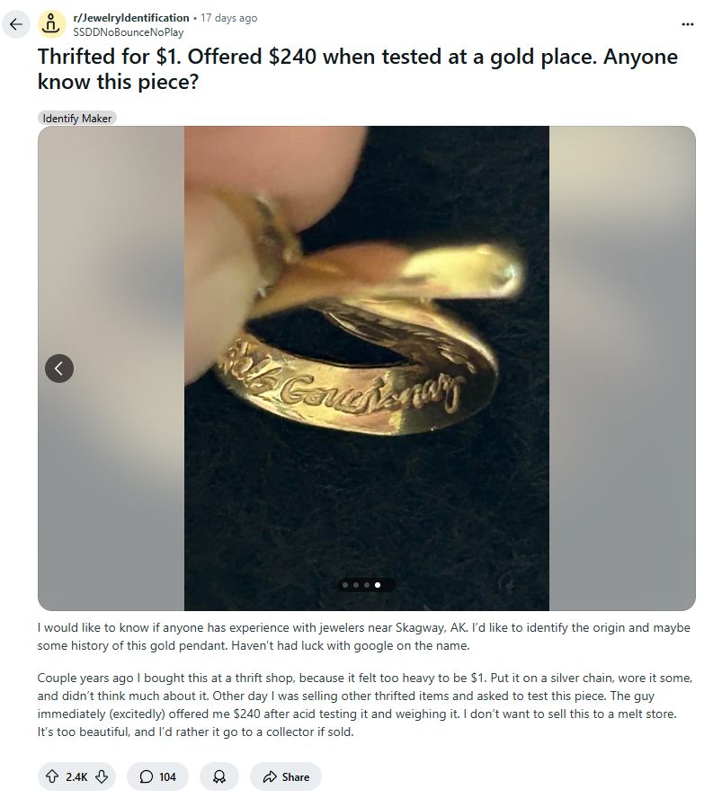 zlat obesek Foto Zajem zaslona REDDIT 2