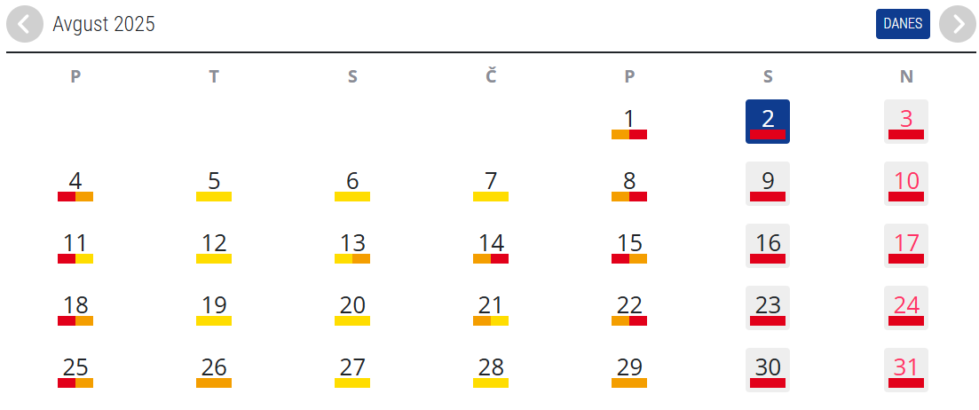 Prometni koledar za avgust