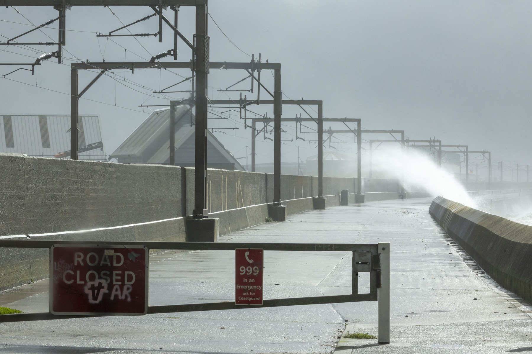 Storm Floris arrives in UKSaltcoats road closed as sea wall is breachedstorm floris, Seafront, Saltcoats, Scotland UK - 04 Aug 2025,Image: 1027651675, License: Rights-managed, Restrictions: , Model Release: no