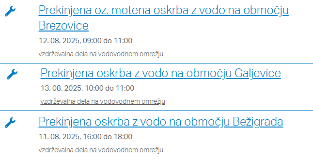 Prekinitve oskrbe s pitno vodo