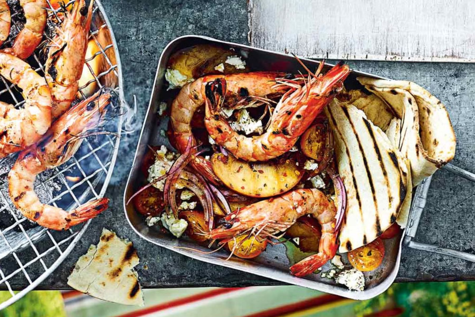 Recept za kozice z breskvami in paradižniki