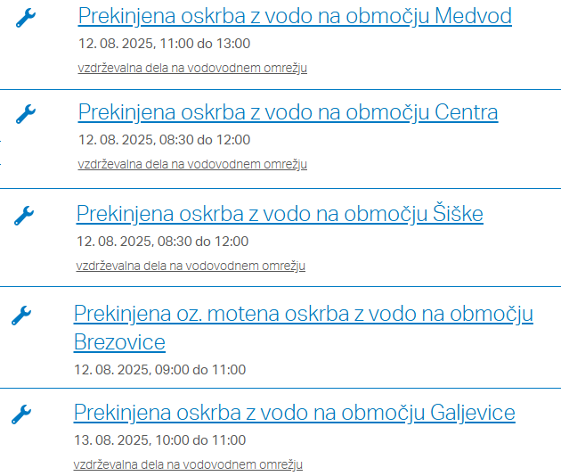 Prekinjena oskrba z vodo