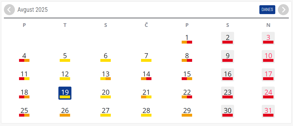 Prometni koledar za avgust