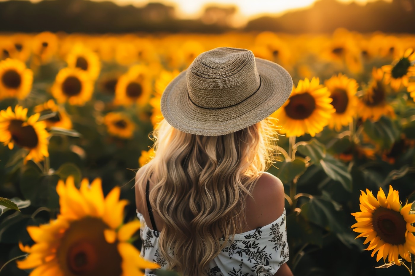 Ženska na polju sončnic