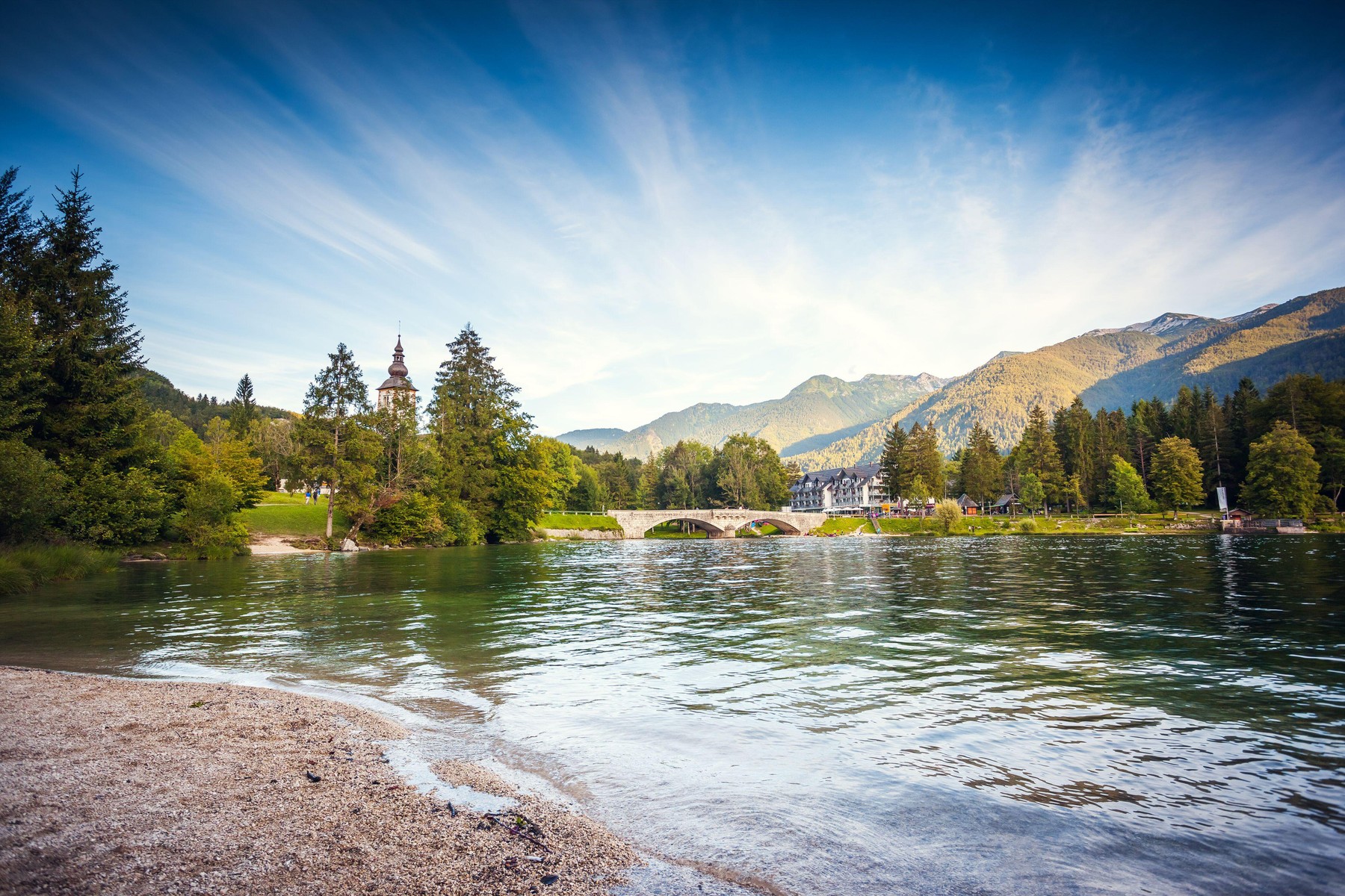 Vivid view of the church Sv. John the Baptist in sunny day. P