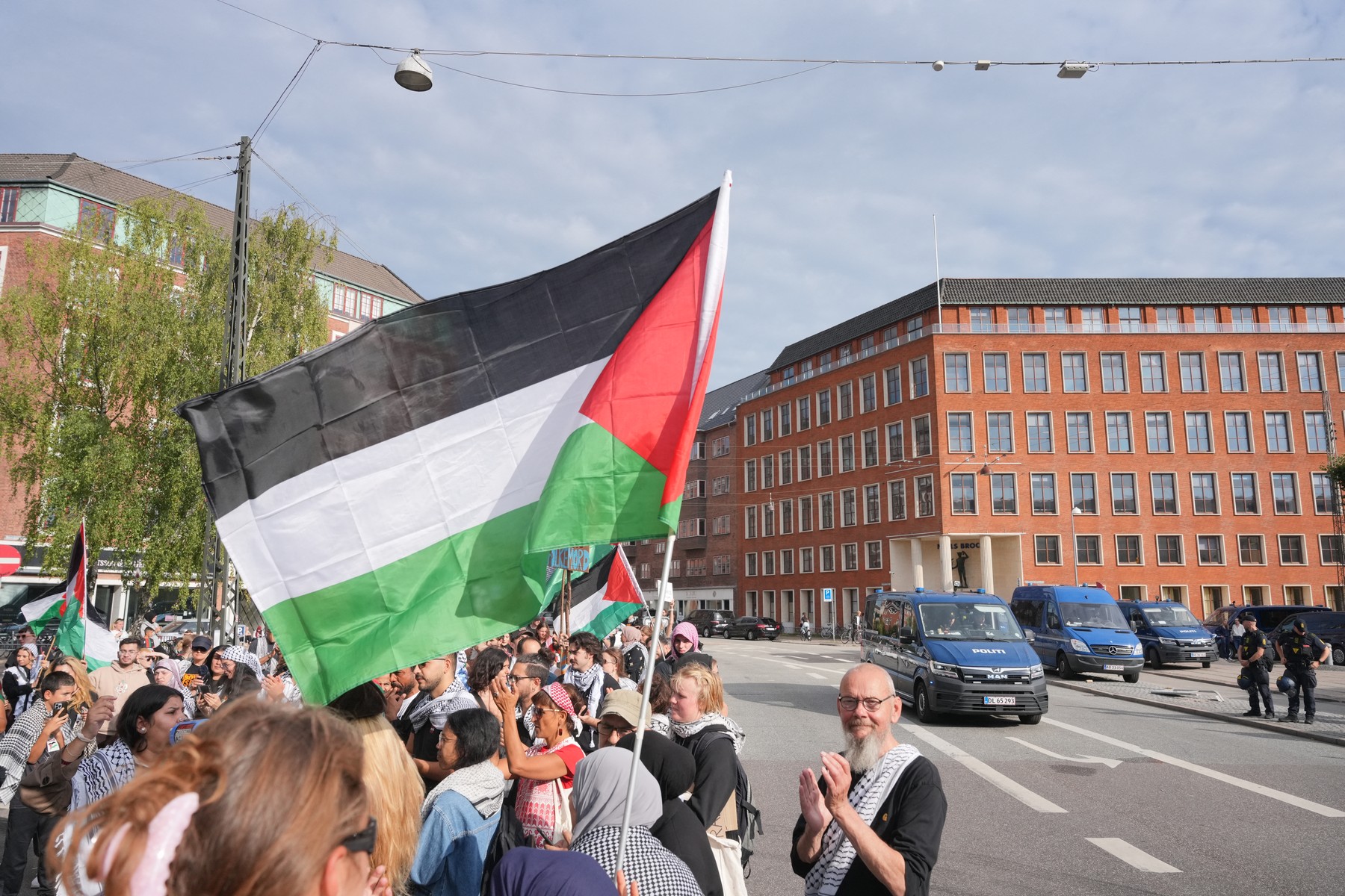 Protesterssupport of Palestine, during a EU Foreign Ministers' meeting in  Copenhagen,