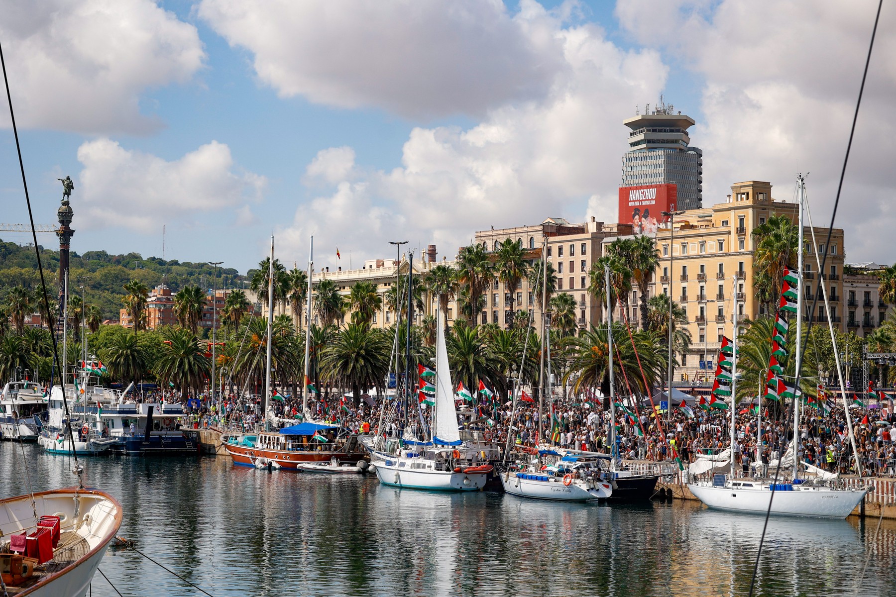 GlobalFlotilla Barcelona on August 31, 2025, in Barcelona,