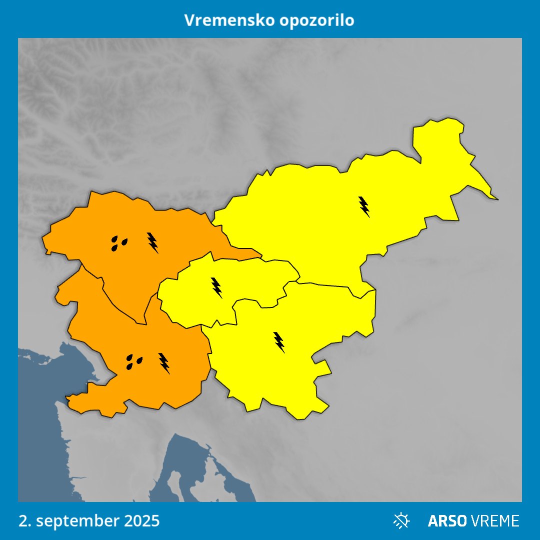 Oranžno opozorilo pred nevihtami