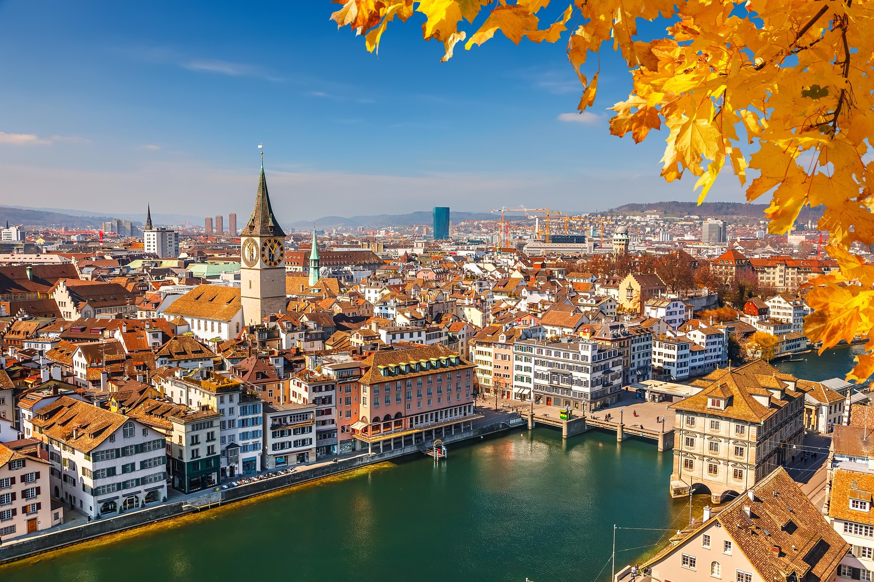 Downtown of Zurich at sunny day,Image: 206476101, License: Royalty-free, Restrictions: , Model Release: no