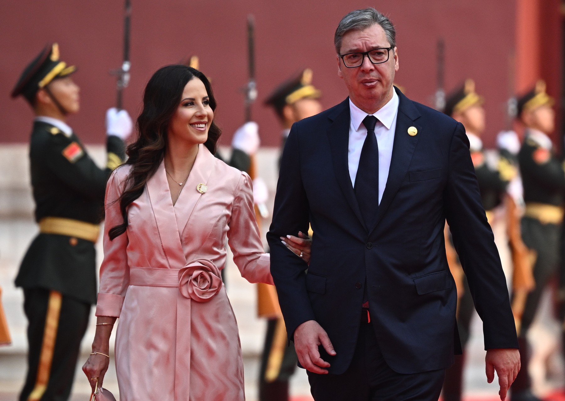 Aleksandar Vucic with his wife Tamara Vuc Beijing, China