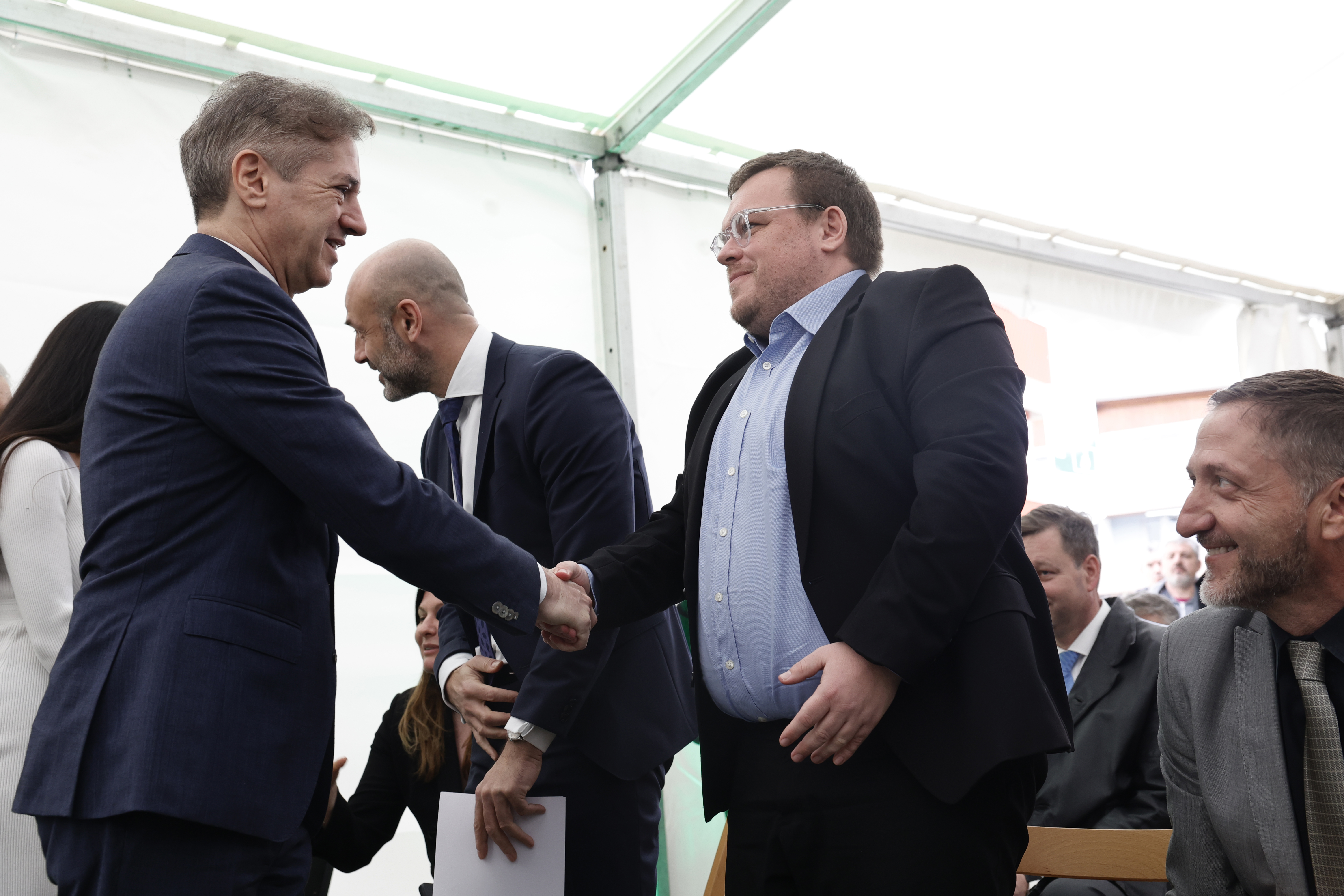 Novo Mesto, 25.03.2025, Odprtje soseske s 186 javnimi najemnimi stanovanji,Robert Golob, Klemen Boštjančič,  Simon Maljevac, Tina Gaber, Črtomir Remec, Gregor Macedoni,Foto: Borut Živulović/F.A.Bobo