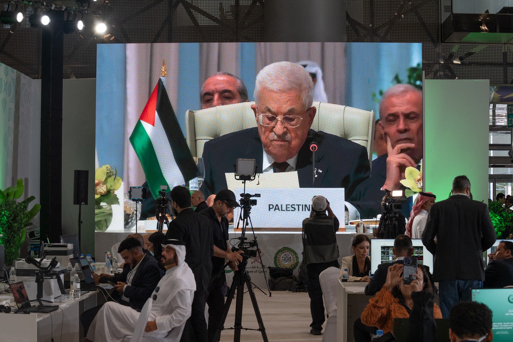 DOHA, QATAR - SEPTEMBER 15: President of Palestine Mahmoud Abbas m