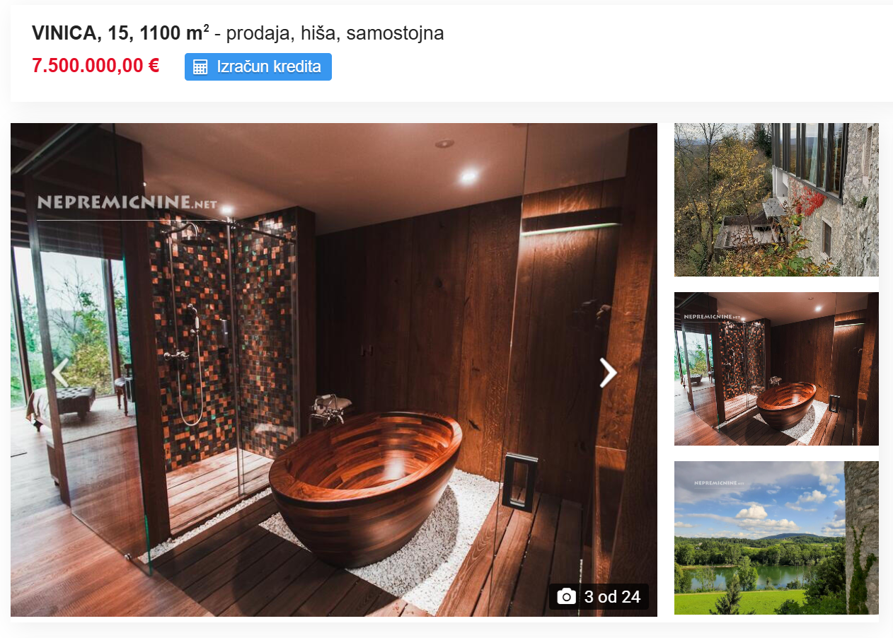 Oglas za grajski dvorec Grad Vinica