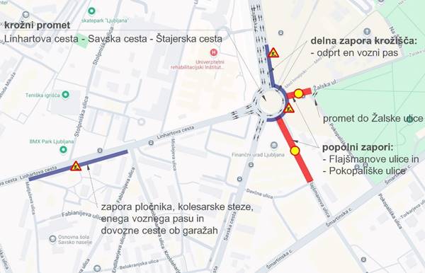 Delna zapora krožišča pri Žalah