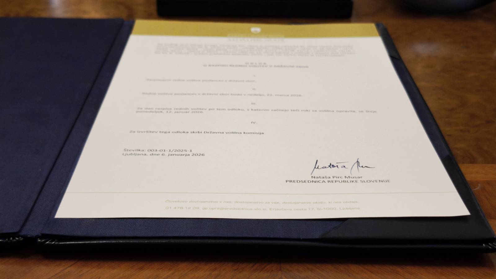 Odlok o razpisu volitev v DZ