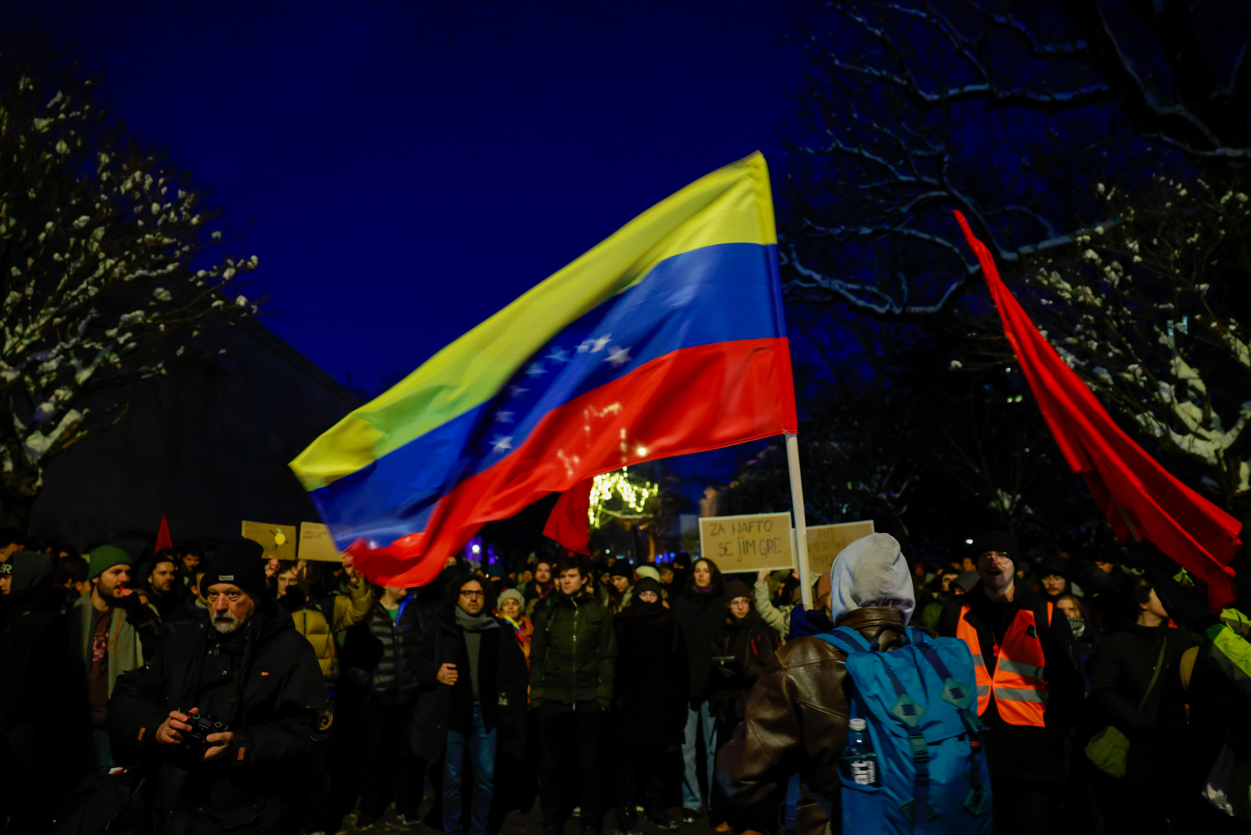 Slovenija,Ljubljana,, 08.01.2026 08.januar 2026Shod v podporo Venezueli,družbaFoto:Borut Živulović/ F.A.Bobo