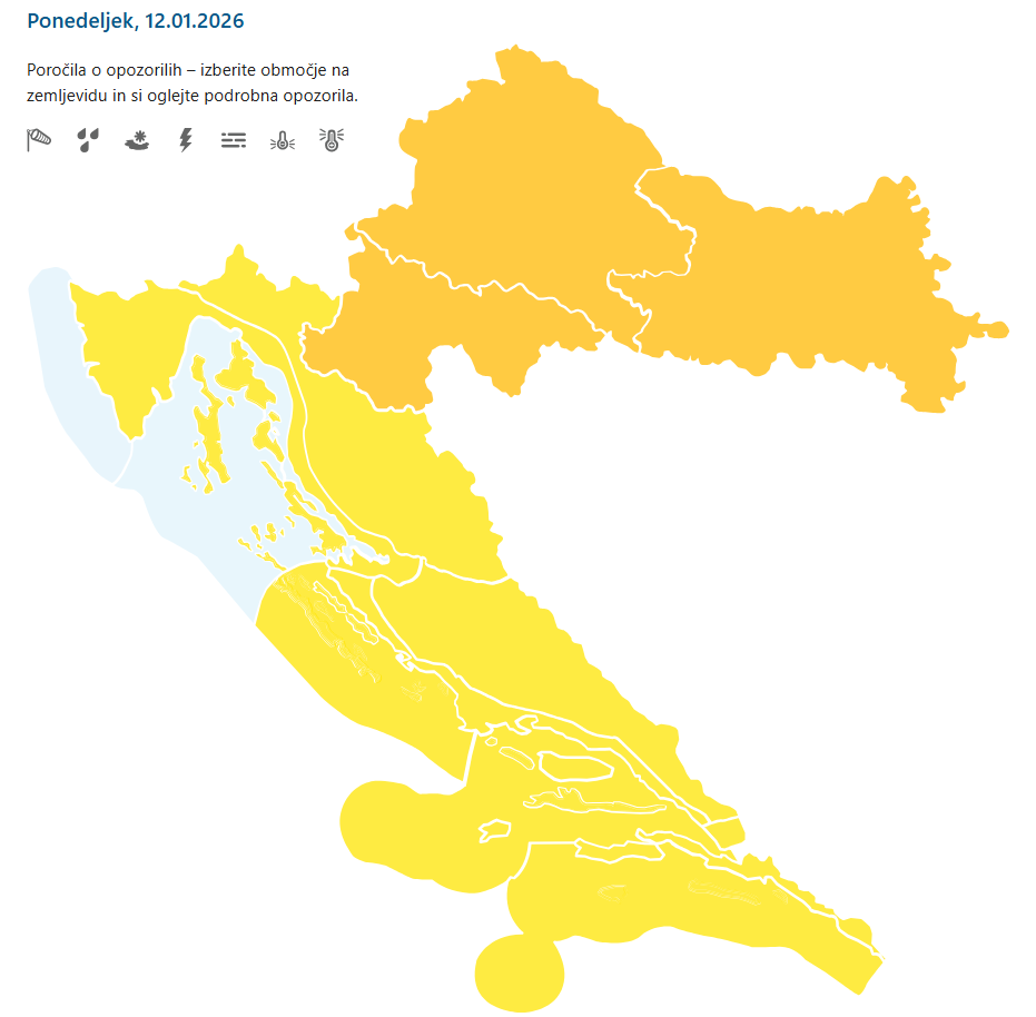 Oranžno opozorilo za Hrvaško