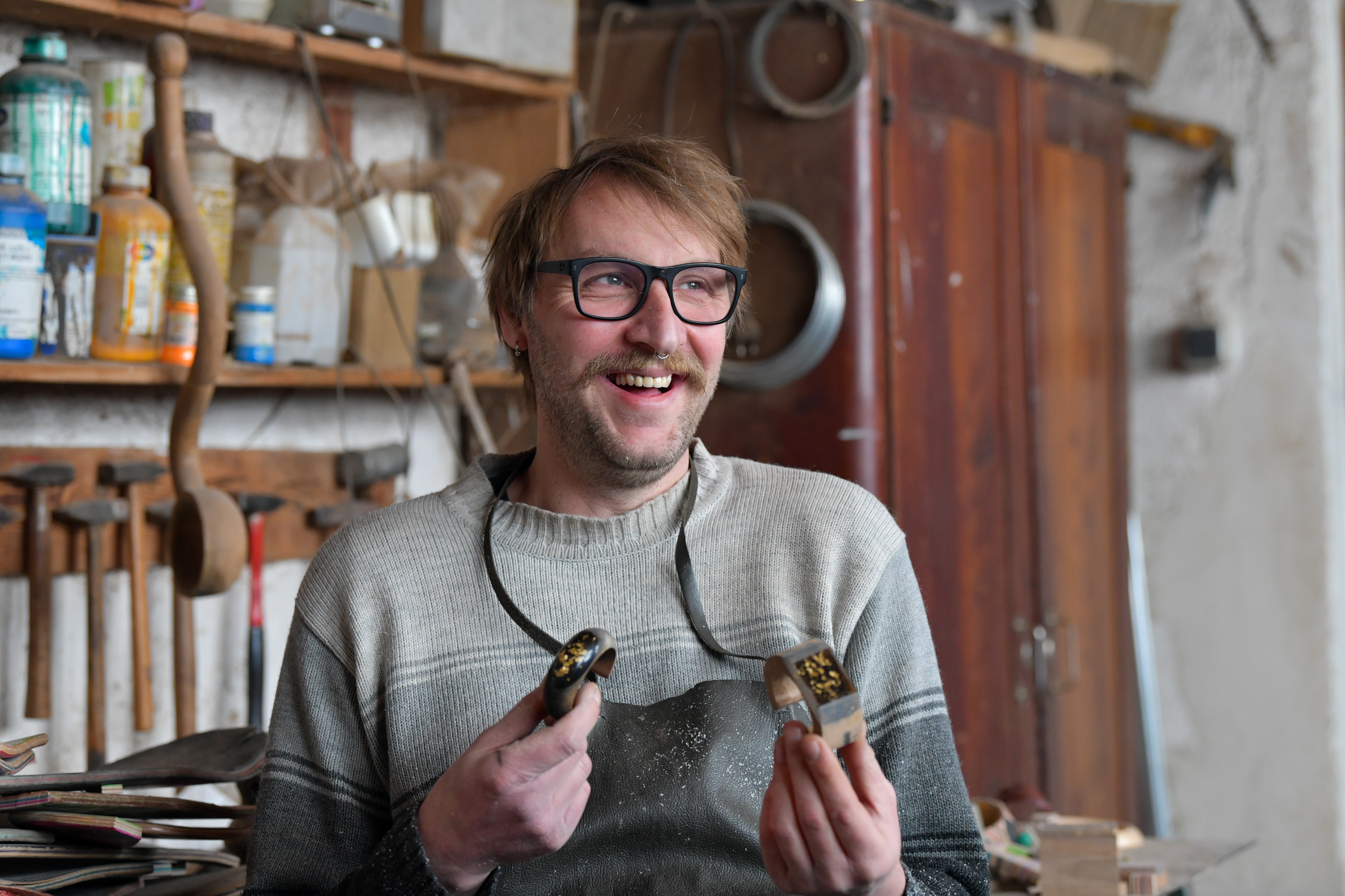 Srečko Molk, les, nakit, Ptuj, zlato