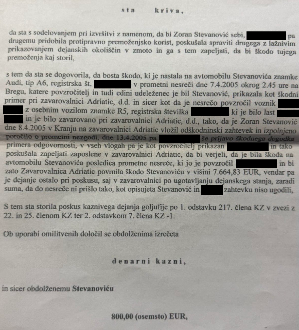 Sodba Zoran Stevanović