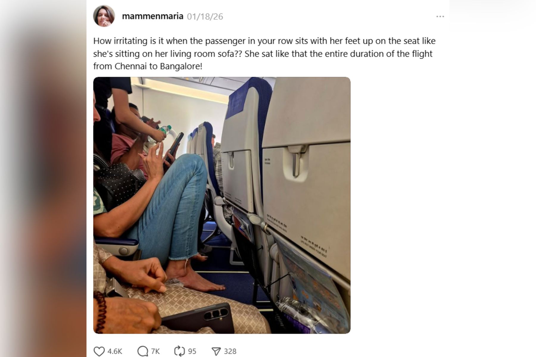 Posnetek zaslona objave potnice