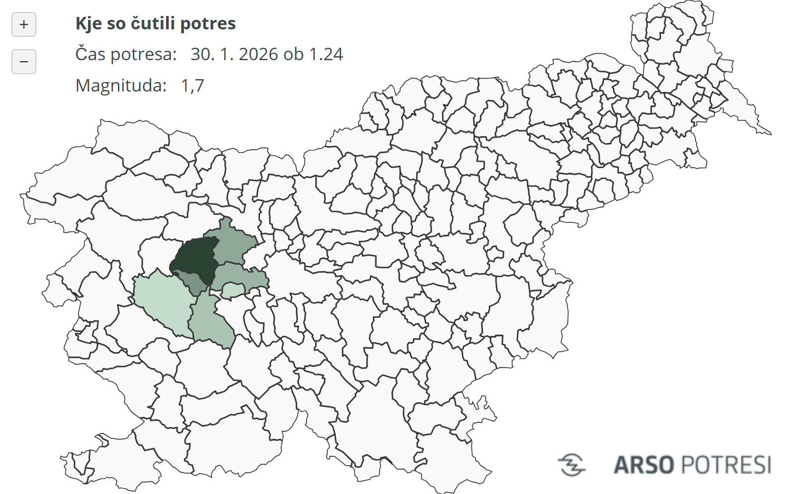 Kje so čutili potres
