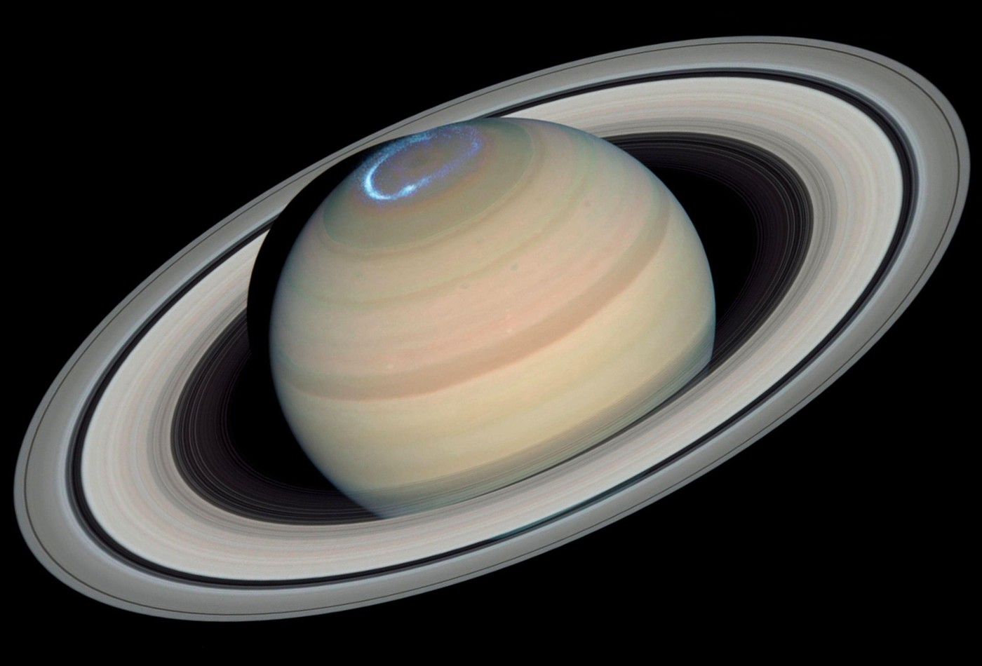 polarni sij oziroma avrora na Saturnu