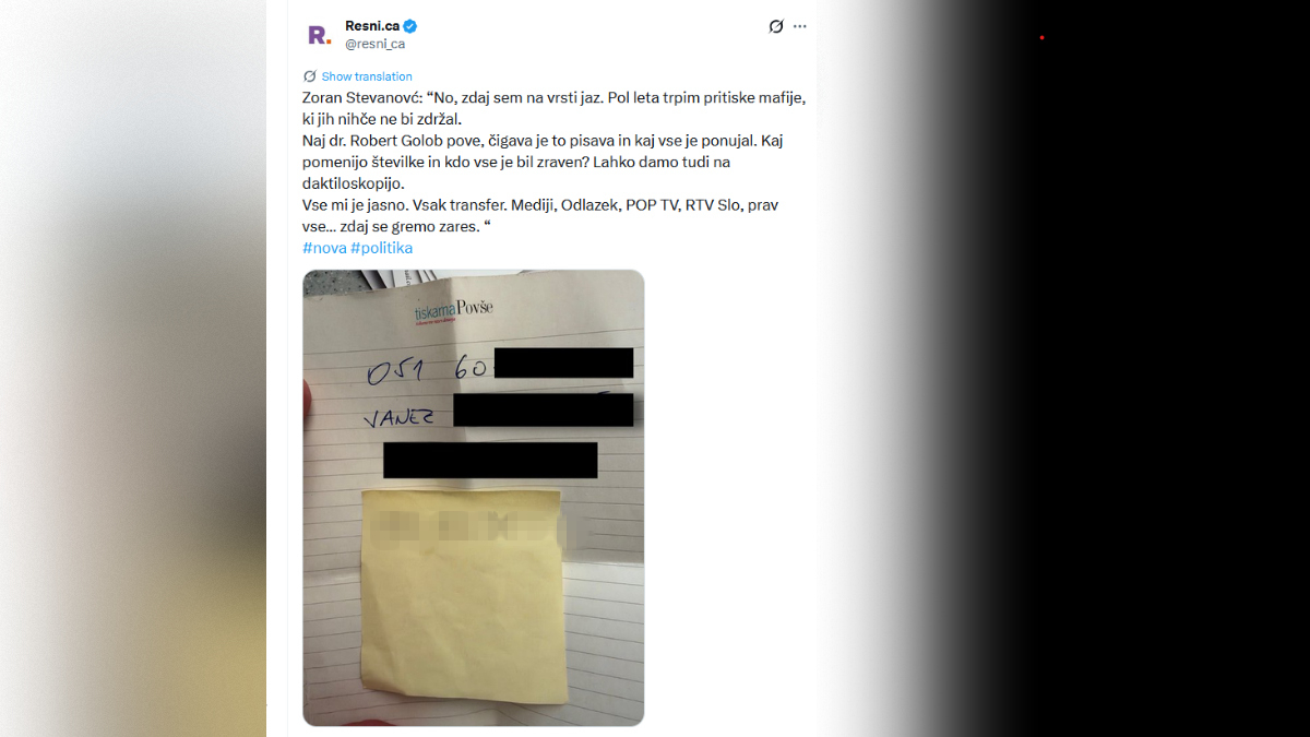 Stevanović objavil Golobovo številko
